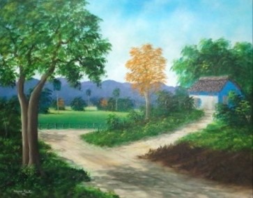 Pintura titulada Paisaje Campesino, percepción