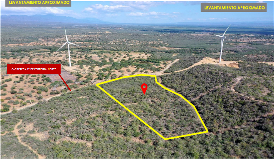 Área de parcela en foto que contiene varios solares