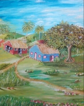 Pintura titulada "Casita de campo"